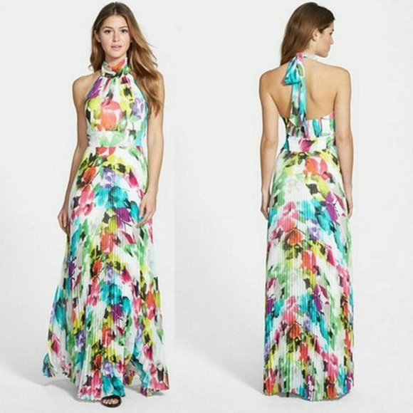 Eliza J Dresses & Skirts - ELIZA J Print Chiffon Halter Maxi Dress